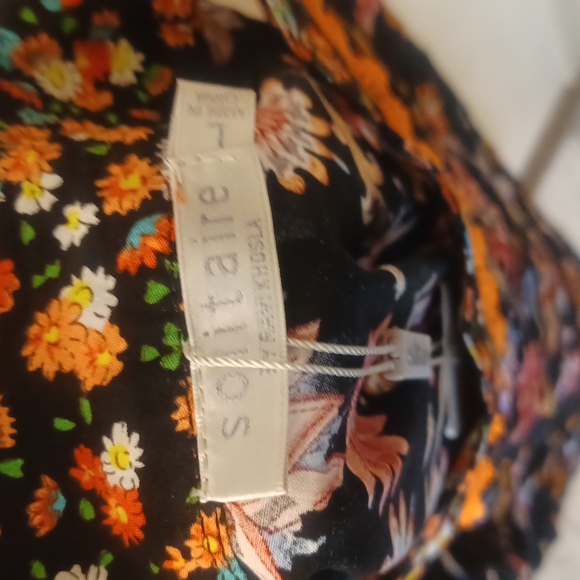 Solitaire Ravikhosla Floral tunic tank top Shoulder ties nwt - Picture 2 of 5